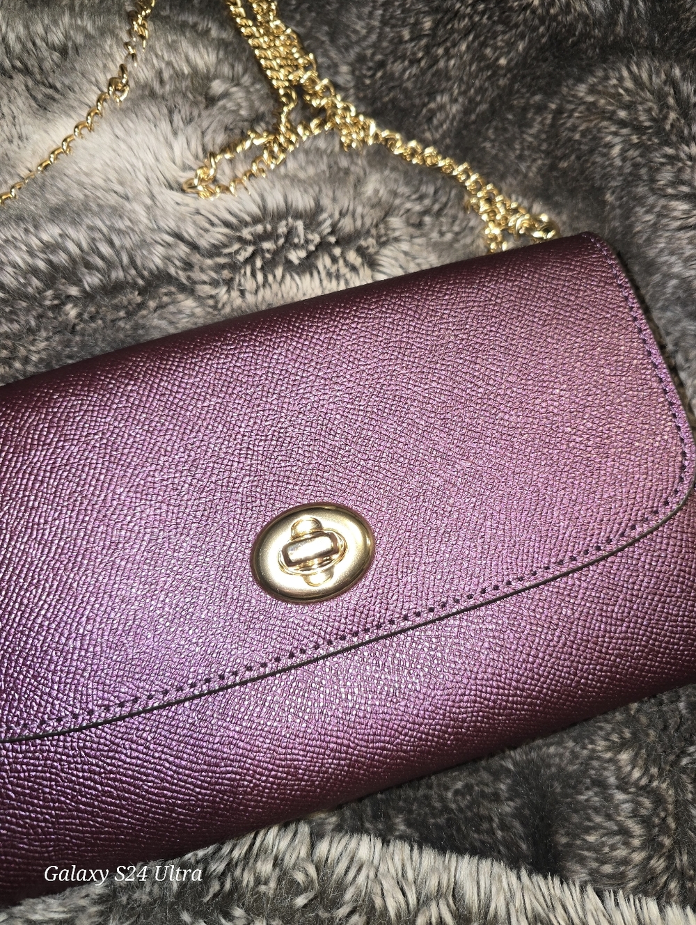Coach Metallic Purple Crossbody Bag Euc - Picture 2 of 6
